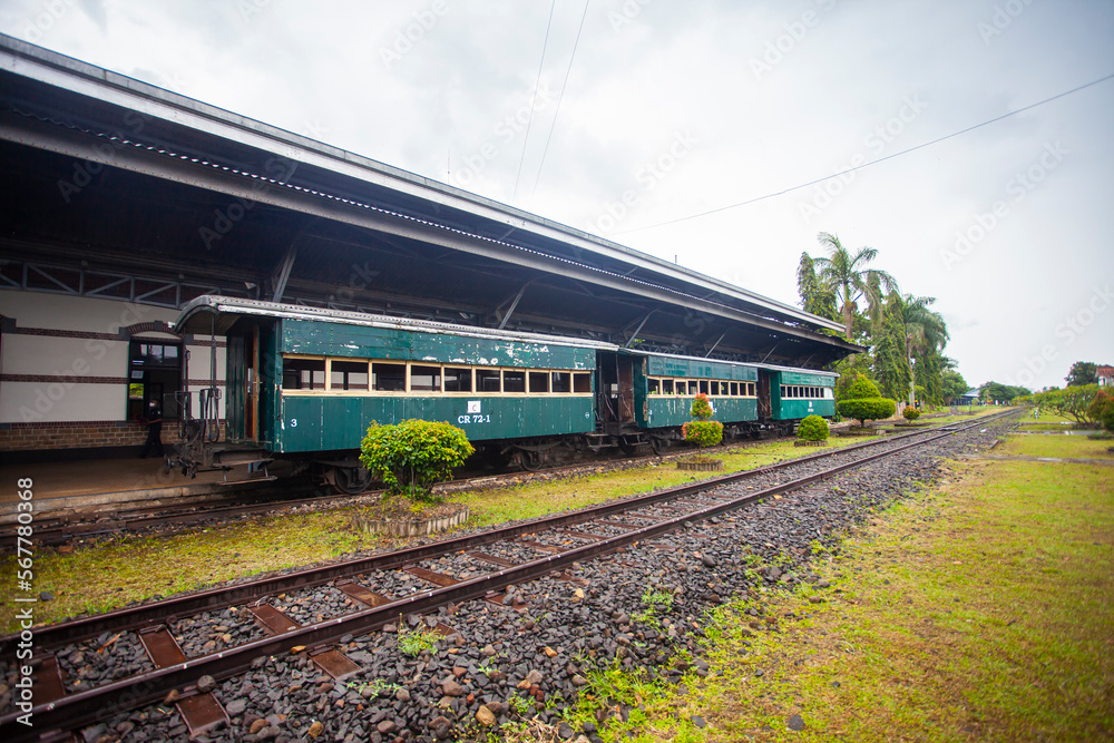 A series of tourist train cars, this tourist train is part of the tourist attractions in the Ambarawa train museum located in Ambarawa, Semarang, Indonesia.