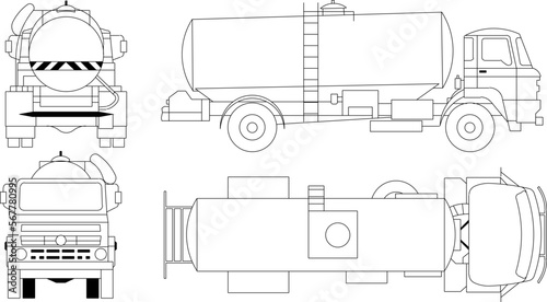 Sketch vector illustration of a water tanker truck for delivery.
