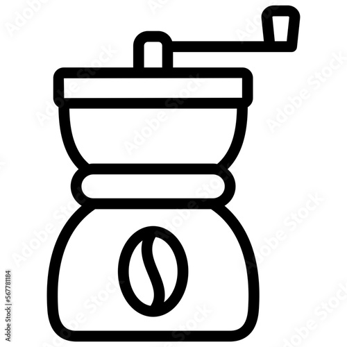 coffee grinder ilustration with outline