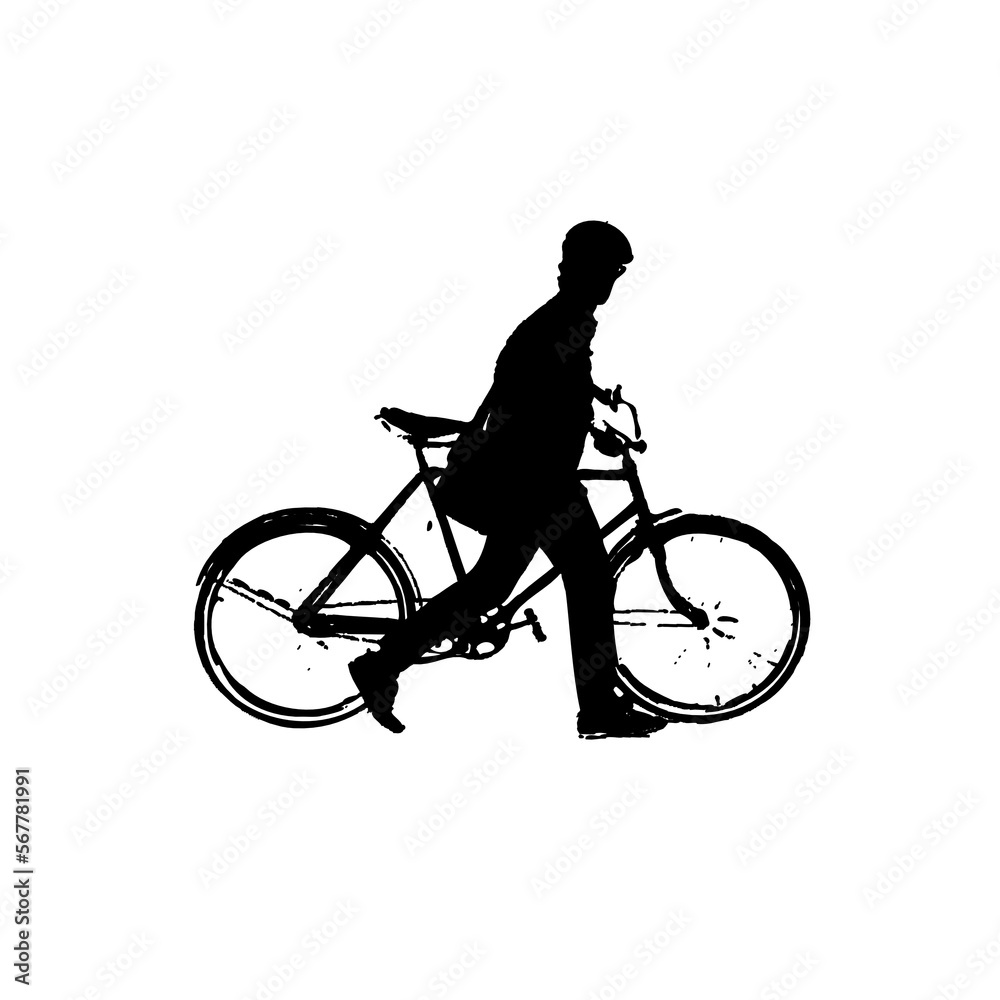 Obraz premium silhouette of person riding bicycle with transparent background