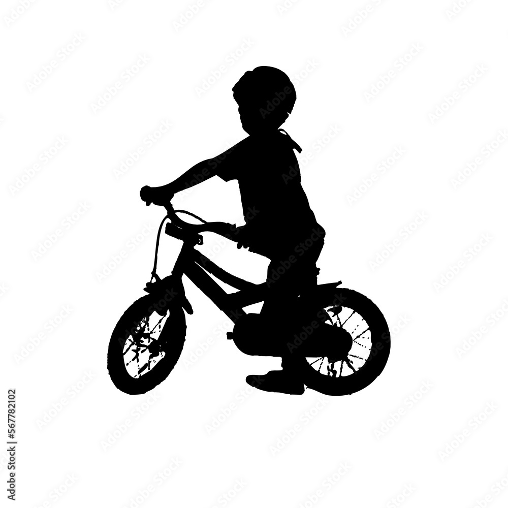 silhouette of person riding bicycle with transparent background