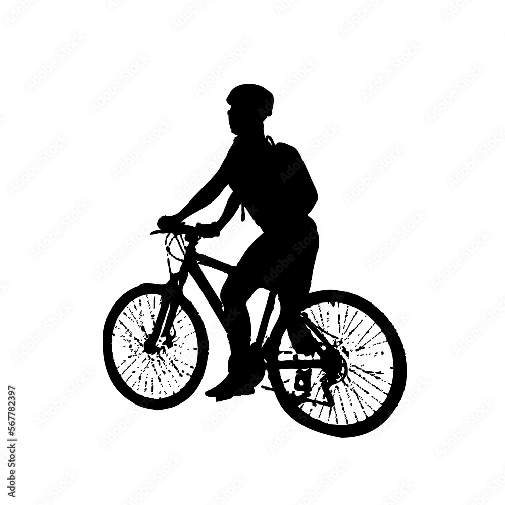 Obraz premium silhouette of person riding bicycle with transparent background