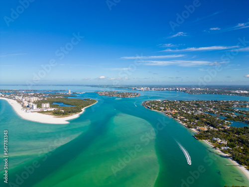 Aerial landscape islands of Sarasota including Siesta Bird Lido Keys photo