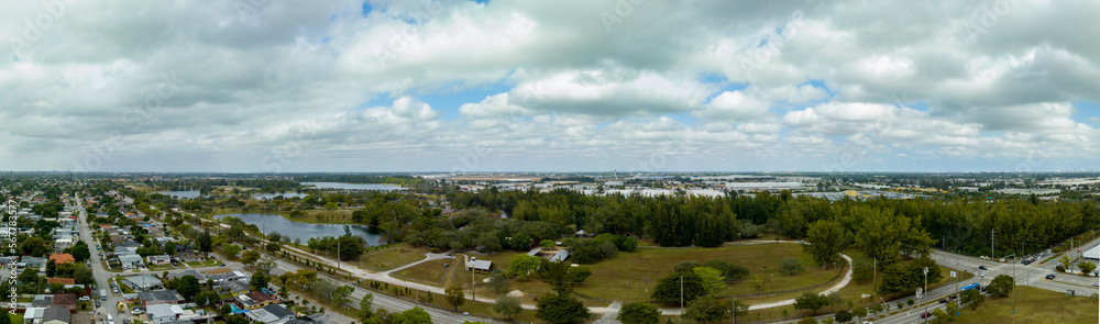 Aerial drone photo of Amelia Earhart Park and Opa Locka Executive Airport