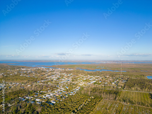 Aerial photo of Pine Island after Hurricane Ian