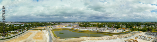 Aerial panorama development preconstruction site Miami FL