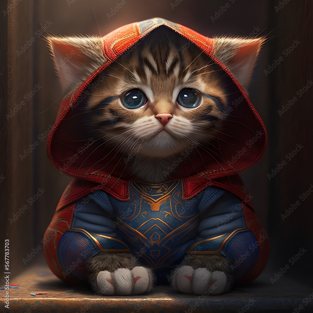 Naklejka premium Little Cat Inspired by Spider Man Horizon generated by AI