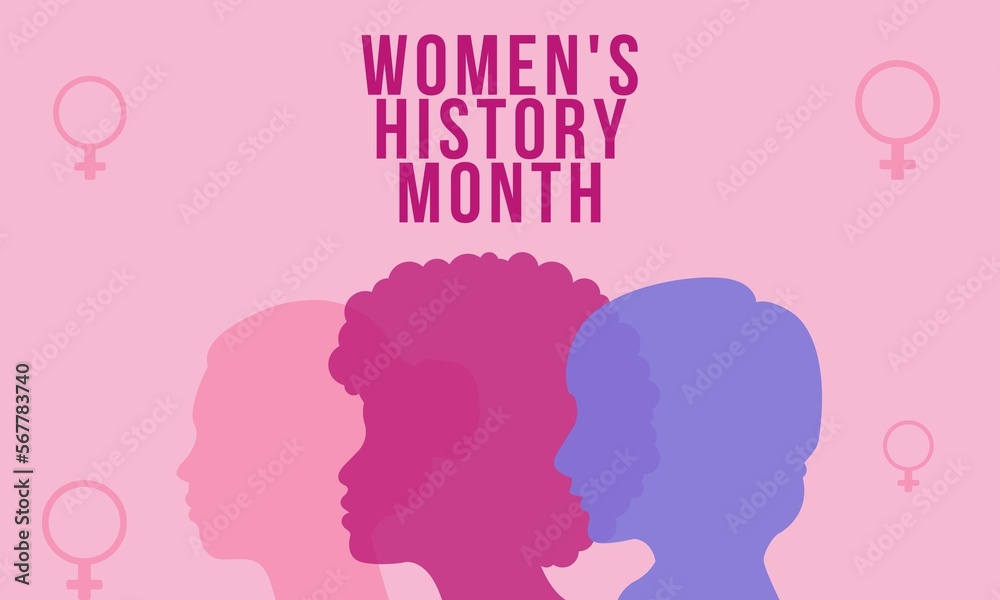 Women’s History Month. Women's day design with pink background