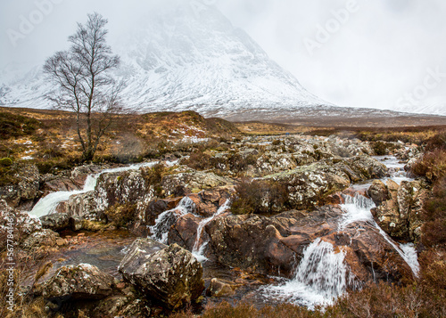Buachaille Etive Mor Falls At Glencoe In The Scottish Highlands