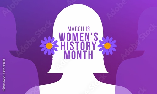 March is National Women’s History Month. Women's day design with women icon and daisy flowers