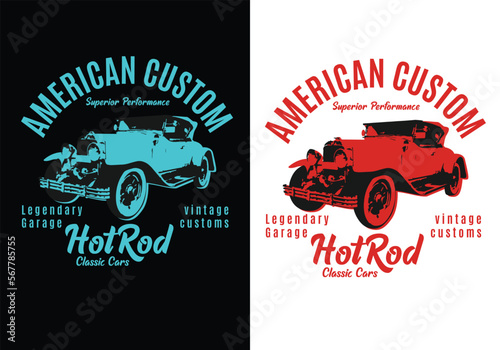 retro vintage car t-shirt design