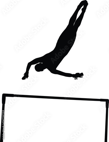 black silhouette uneven bars girl gymnast in artistic gymnastics