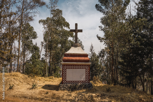 Atrial stone cross on the Cerro del Calvario in Metepec, State of Mexico.