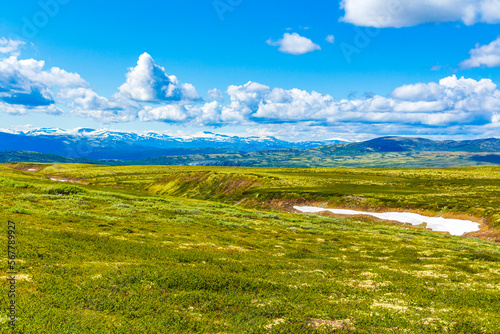 Beautiful mountain and landscape nature panorama Rondane National Park Norway. photo