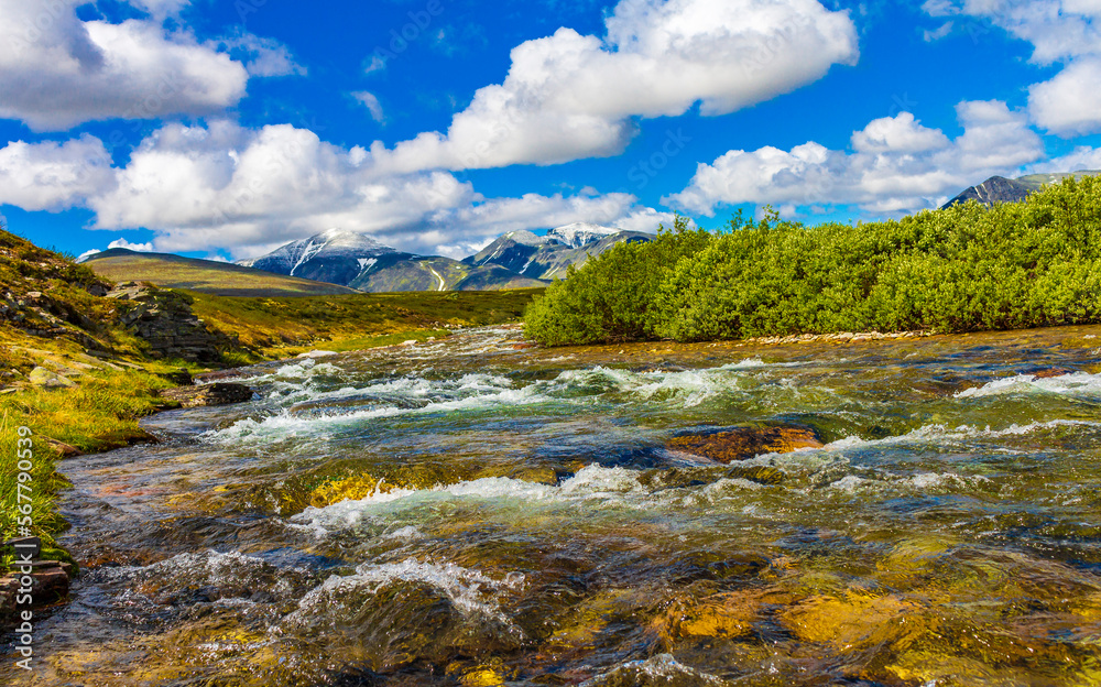 Beautiful mountain and landscape nature panorama Rondane National Park Norway.