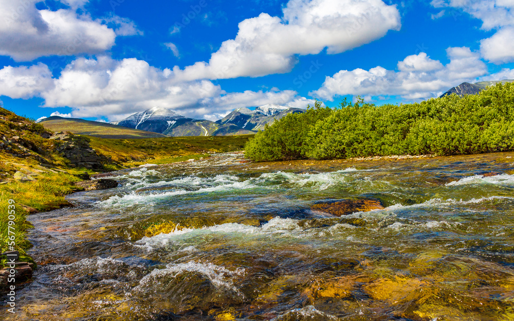 Fototapeta Beautiful mountain and landscape nature panorama Rondane National Park Norway.