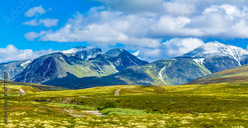 Beautiful mountain and landscape nature panorama Rondane National Park Norway. © arkadijschell