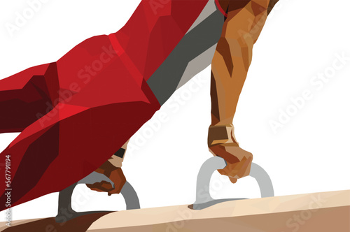 pomme horse athlete gymnast in artistic gymnastics low poly