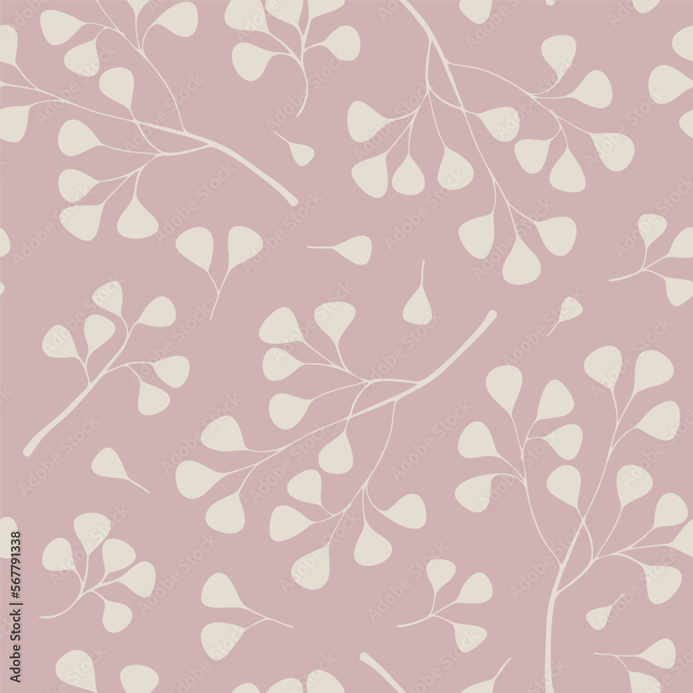 Light pink background in pastel colors with subtle leaves, seamless pattern. Decorative background for wrapping paper, wallpaper, textile, greeting cards and invitations.