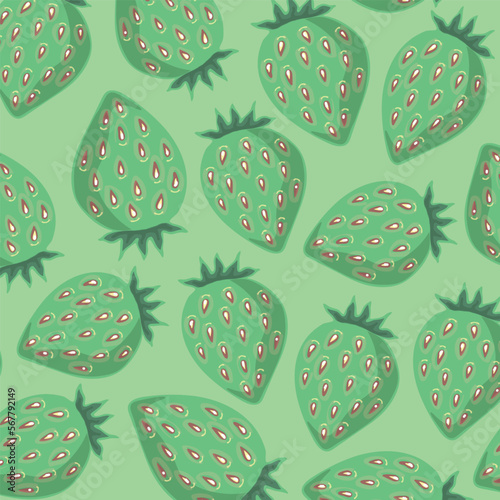 Green strawberry pattern. Decorative seamless pattern for wrapping paper, wallpaper, textile, greeting cards and invitations.