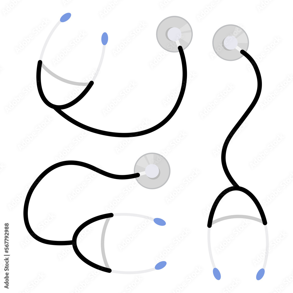 Set of different positions of a doctor's stethoscope