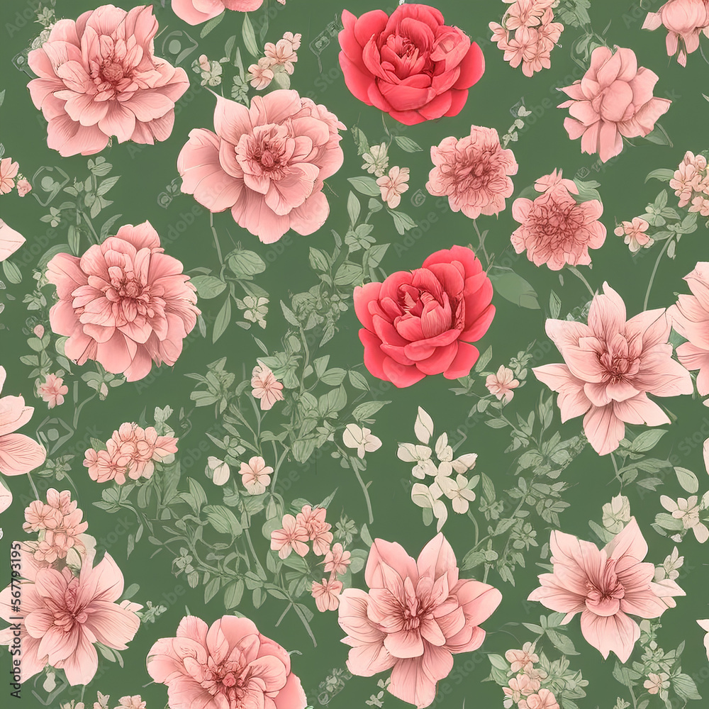 Vintage flowers pattern wallpaper motif, floral