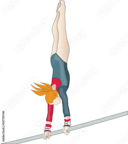 girl gymnast athlete exercise horizontal bar