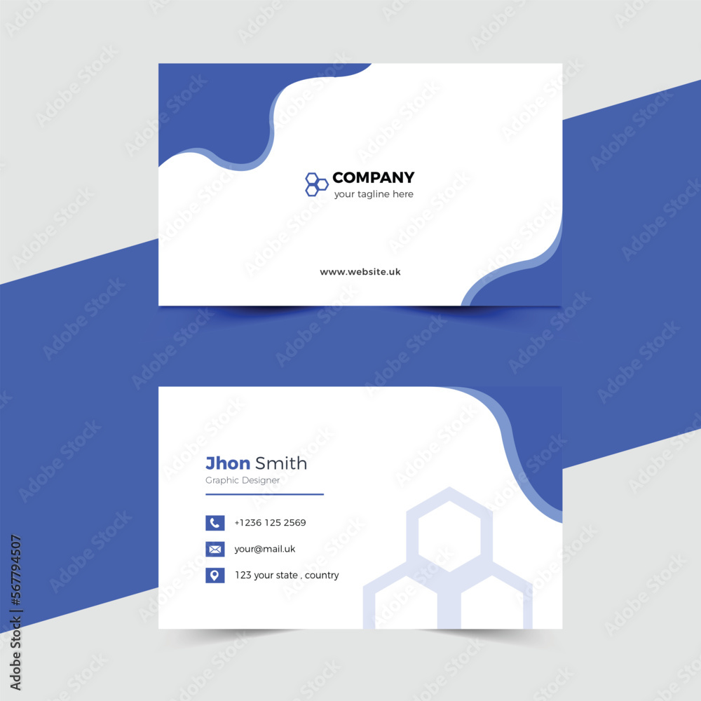 Blue modern corporate business card template Blue modern corporate business card template
