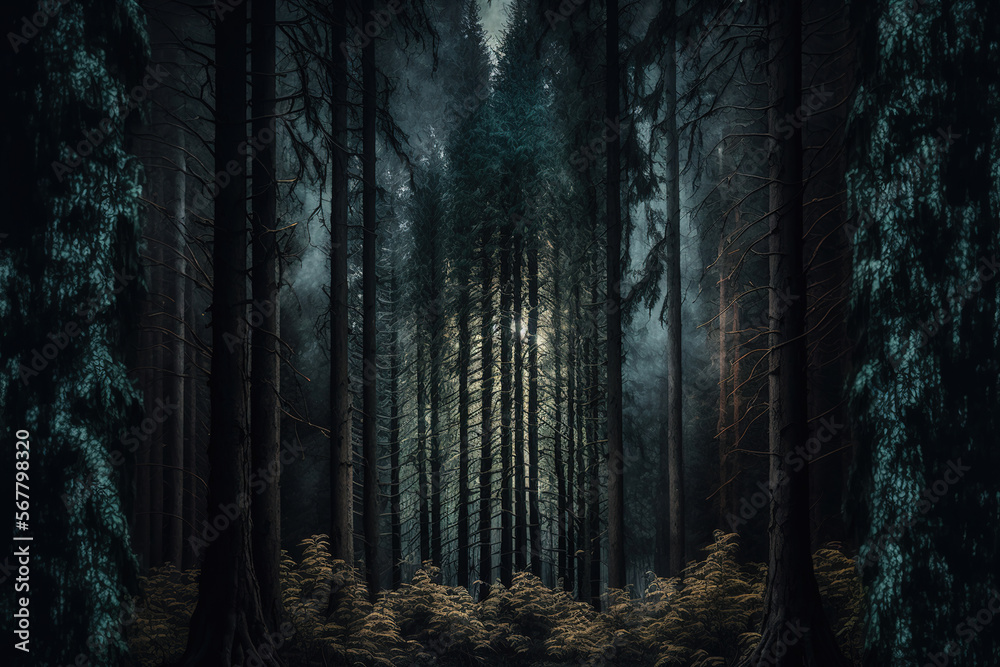 dark forest background.Generative Ai dark forest background.Generative Ai