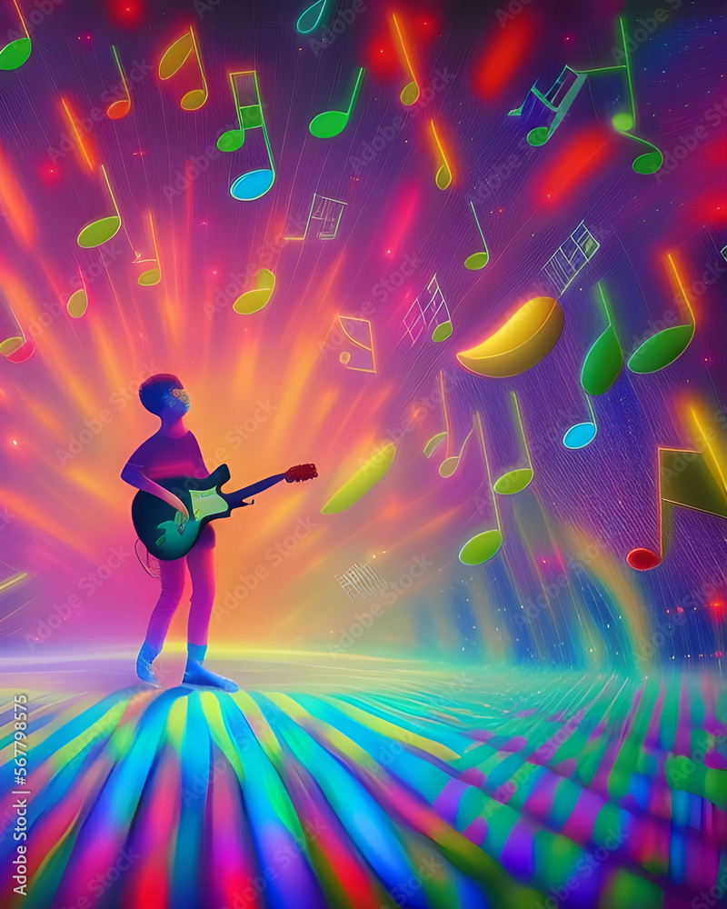 Colorful Hyper Realistic Magic of Music Illustration