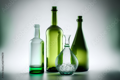 Four assorted glass bottles on a table