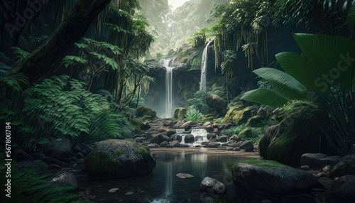 waterfall in the jungle © Interactify