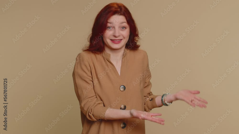 Woman raising hands asking what why reason of failure, demonstrating ...