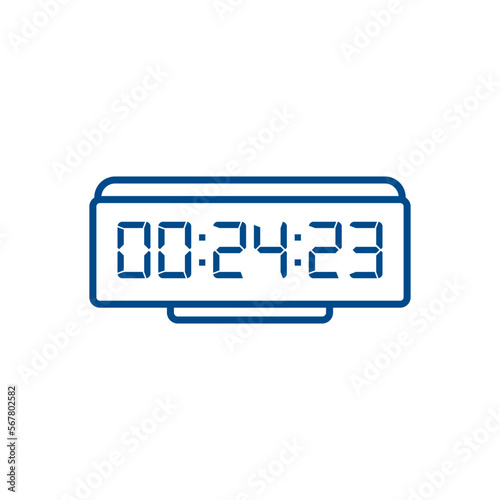 LED digital clock number isolated. Electronic figures for counter or calculator mockup interface design.