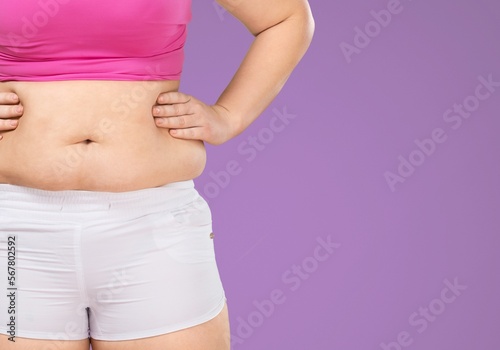 Liposuction concept, fat overweight woman body