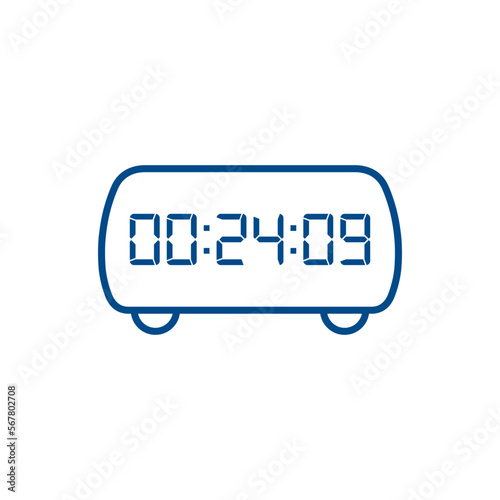 LED digital clock number isolated. Electronic figures for counter or calculator mockup interface design.