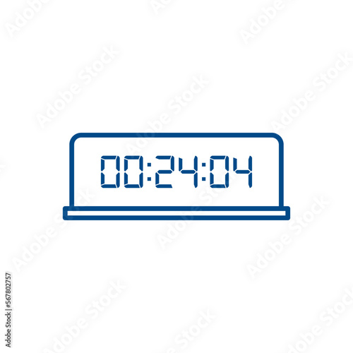 LED digital clock number isolated. Electronic figures for counter or calculator mockup interface design.