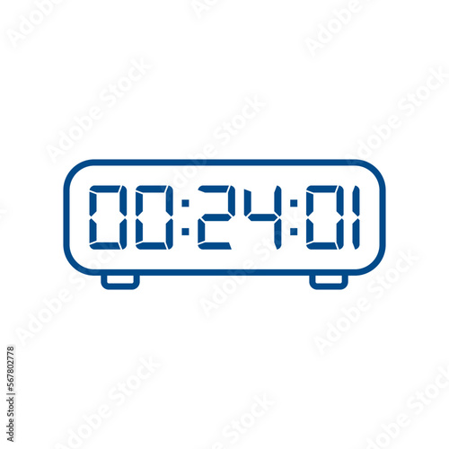 LED digital clock number isolated. Electronic figures for counter or calculator mockup interface design.