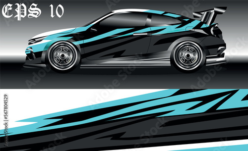 Car wrap design. Livery design for racing car. sedan  hatchback. vector format.