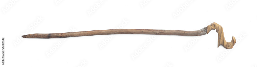 ancient wooden staff shepherd isolated on white background ancient wooden staff shepherd isolated on white background