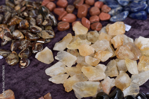Multi-colored natural stones. Gems. Decorations