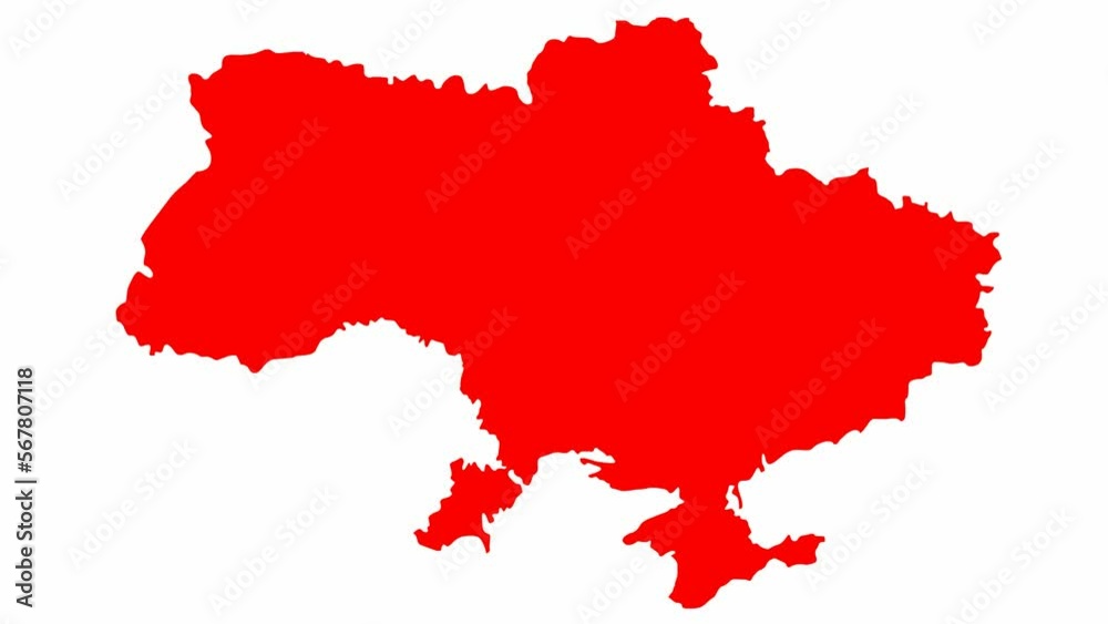 An animated red map appears from circles. Symbol of country Ukraine. Flat vector illustration isolated on a white background. An animated red map appears from circles. Symbol of country Ukraine. Flat vector illustration isolated on a white background.