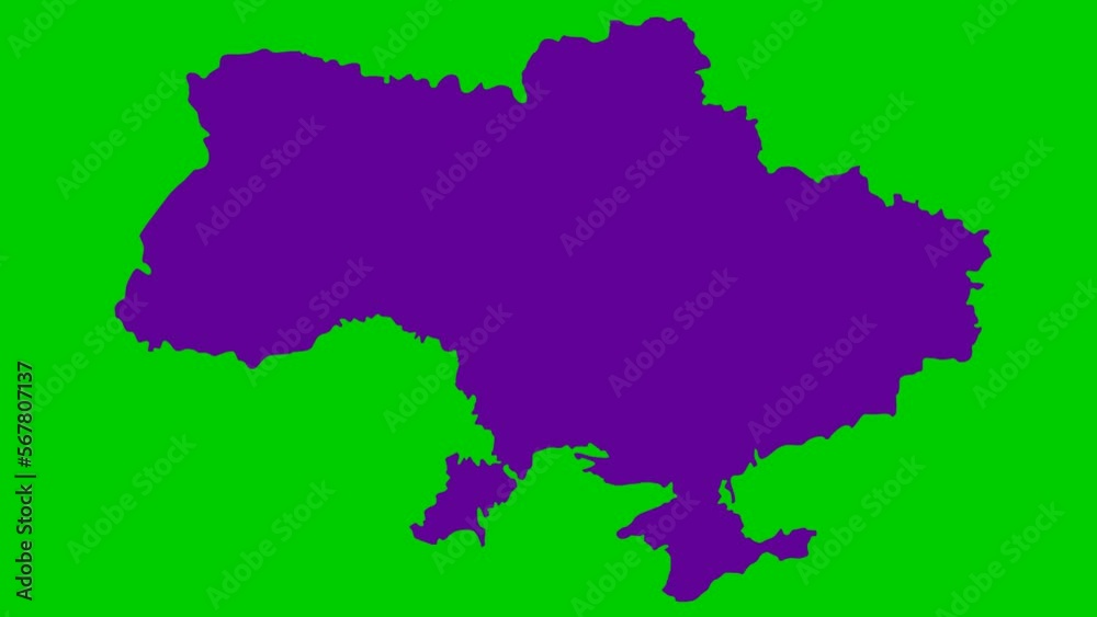 An animated violet map appears from circles. Symbol of country Ukraine. Flat vector illustration isolated on a green background. An animated violet map appears from circles. Symbol of country Ukraine. Flat vector illustration isolated on a green background.