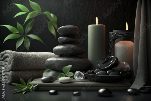 Zen stone, spa concept, generative ai