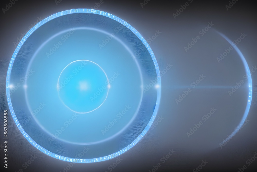 Blue glass luminaire with circles isolated on a black background. Retro style. Hypnotic effect. Blue light - generative ai Blue glass luminaire with circles isolated on a black background. Retro style. Hypnotic effect. Blue light - generative ai