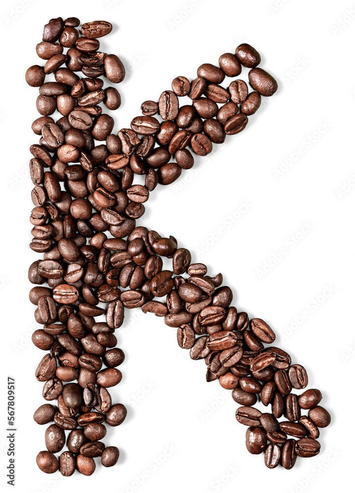 Alphabet letter of Brazilian black coffee beans Alphabet letter of Brazilian black coffee beans