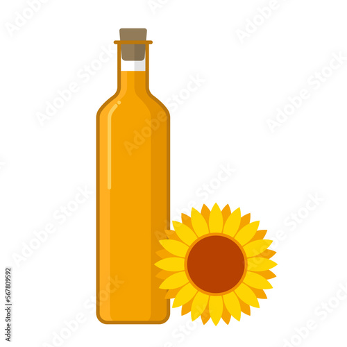 sunflower oil bottle flat vector illustration