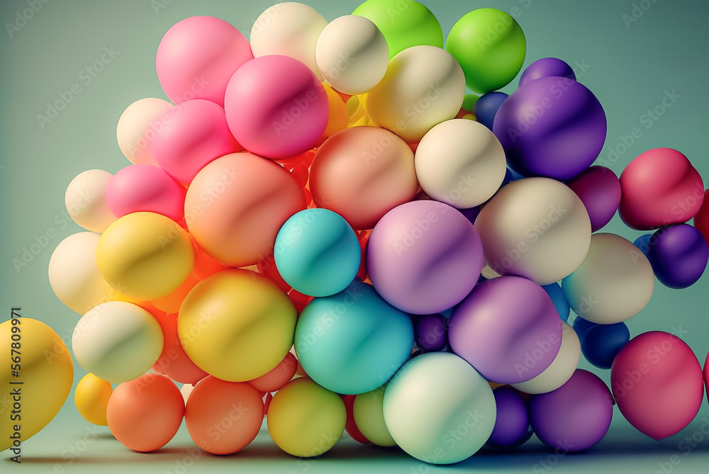 Abstract pattern of Various Color and size soft spheres. Generative AI
