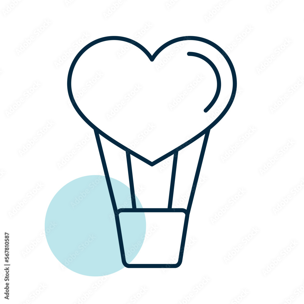 Heart air balloon vector isolated icon Heart air balloon vector isolated icon