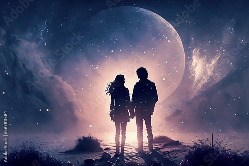 Love at Twilight's Edge. Fantasy. Love. Valentine's Day. Generative AI.